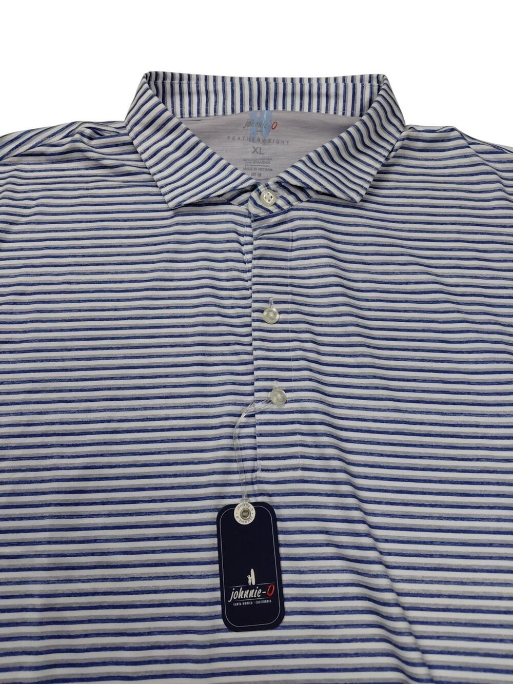 johnnie-O Featherweight Performance Polo - Warwick Stripe Seal Size XL Men's NWT